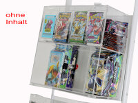 Tradingcard-Aufsteller mit Acrylboxen; B 39 cm x H 168 cm x T 42 cm